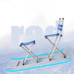 Sledge with Seat, Ice Cart, Ice Skating Cart, Ice Skates, Winter Ski Skating Ice Sledge, Adult and Child Parent-Child One-Leg Donkey Sled with Ice Cone
